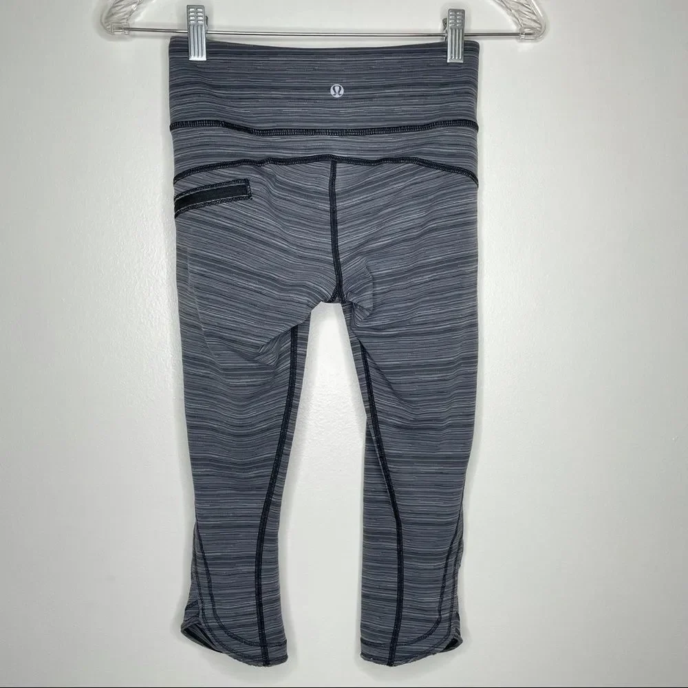 Lululemon Running Top Speed Crop Stripe Black‎